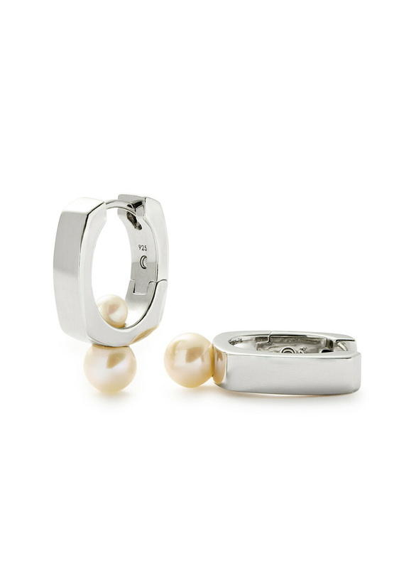 Photo: Missoma Button Pearl Rhodium-plated Hoop Earrings - Silver - One Size