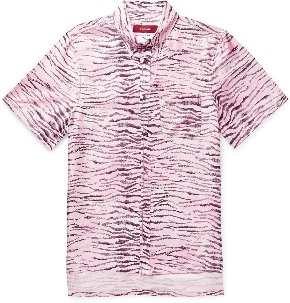 Photo: Sies Marjan - Rooney Button-Down Collar Tiger-Print Silk-Twill Shirt - Pink