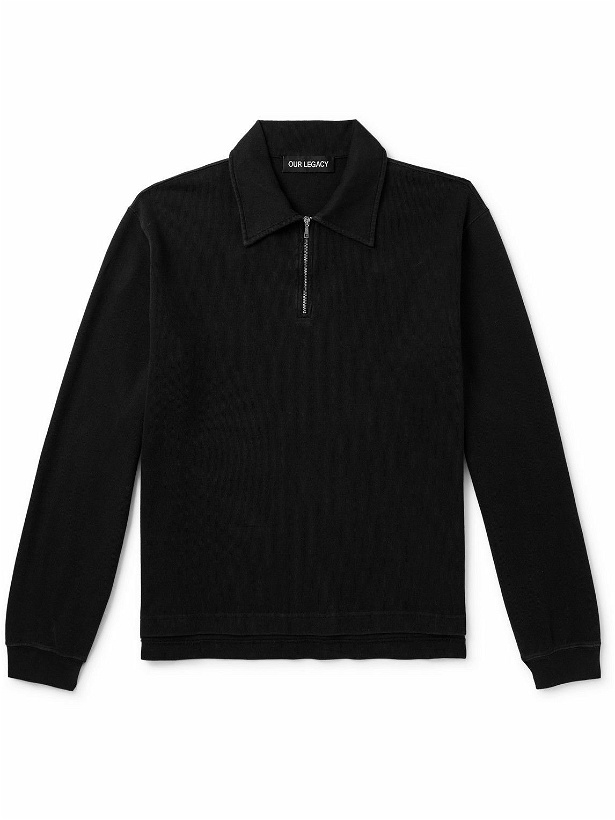 Photo: Our Legacy - Lad Ribbed Cotton-Jersey Half-Zip Sweatshirt - Black