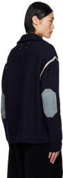 Maison Margiela Navy Elbow Patch Sweater