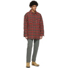 Acne Studios Red and Grey Quilted Over Shirt