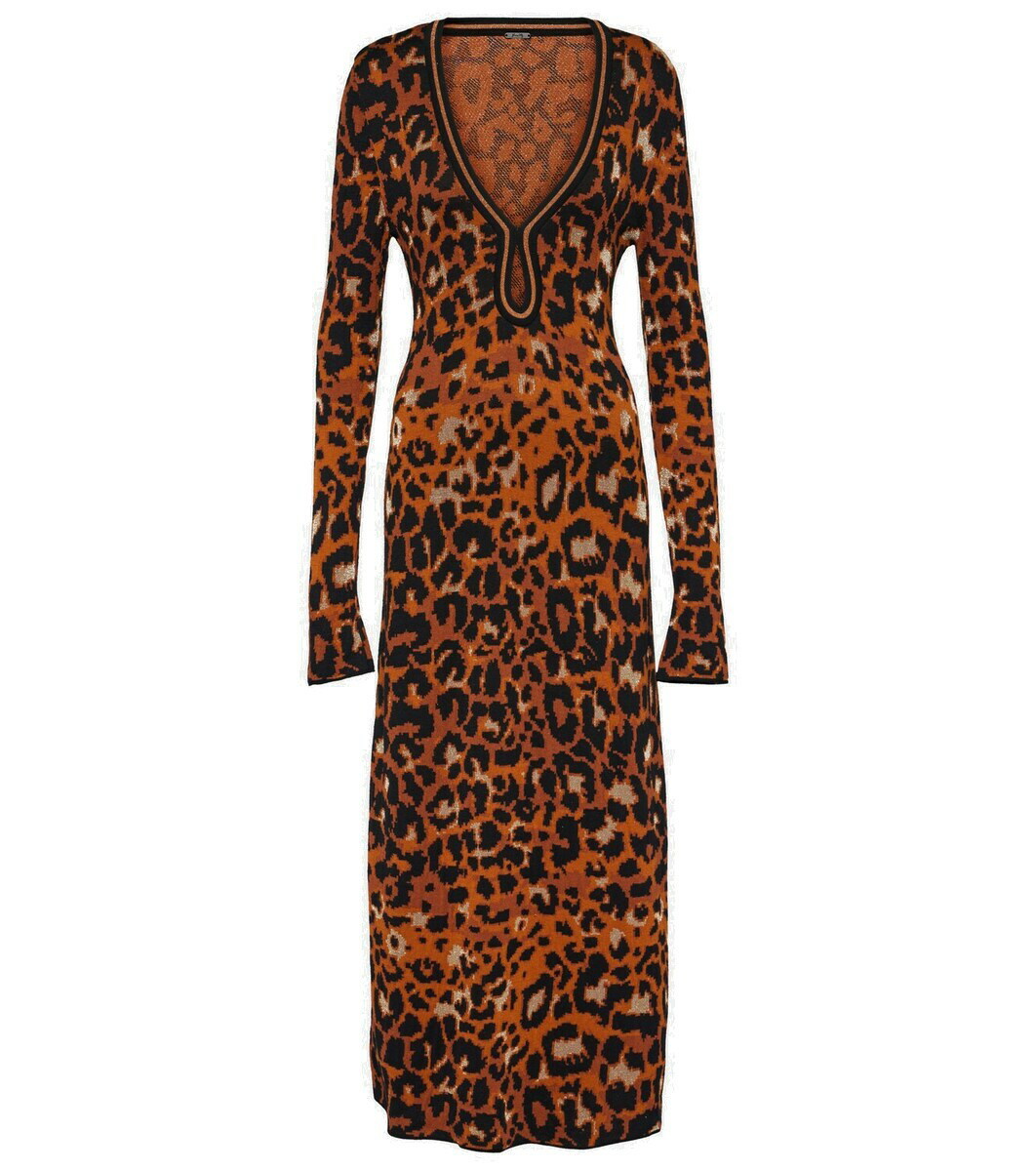Johanna Ortiz Amur knitted leopard-print midi dress Johanna Ortiz