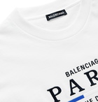 Balenciaga - Paris Flag Logo-Embroidered Cotton-Jersey T-Shirt - White