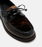 Brunello Cucinelli Monili calf hair-trimmed leather boat shoes