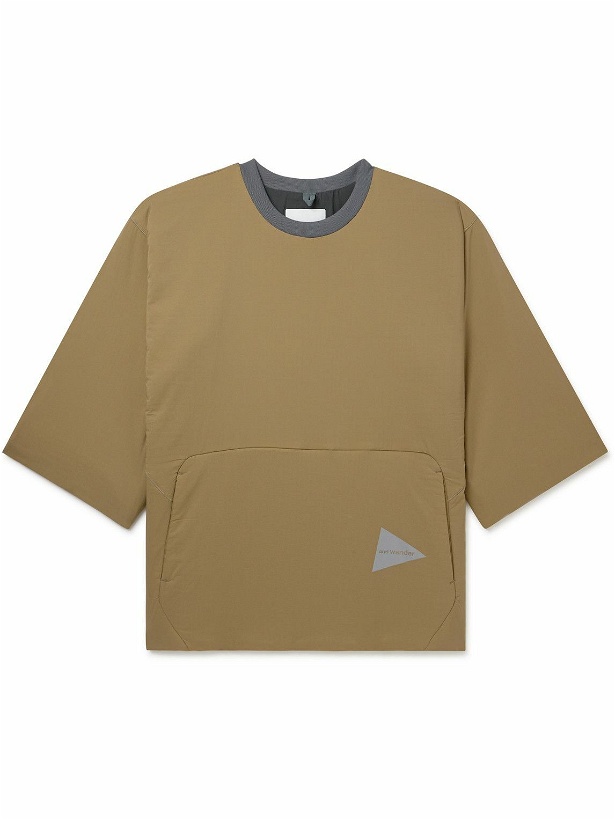 Photo: And Wander - Alpha AIR Logo-Print Jersey-Trimmed Pertex-Ripstop T-Shirt - Green