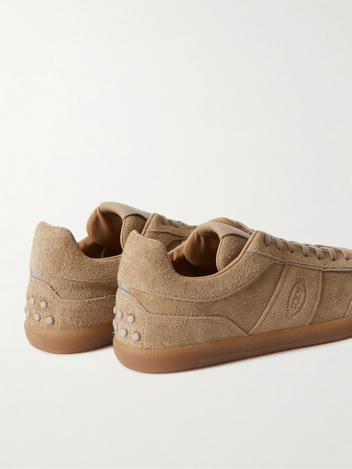 Tod#39;s logo-embossed suede sneakers - Brown