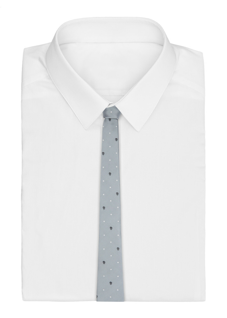Alexander Mcqueen Skull and Star-jacquard Silk tie - Grey - One Size