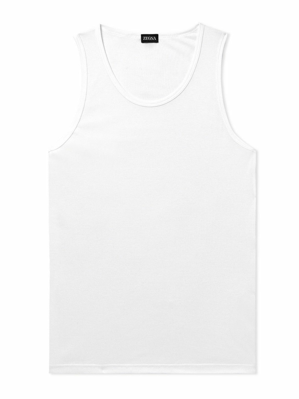 Photo: Zegna - Ribbed Cotton and Modal-Blend Tank Top - White