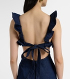 Zimmermann Aster ruffled denim midi dress