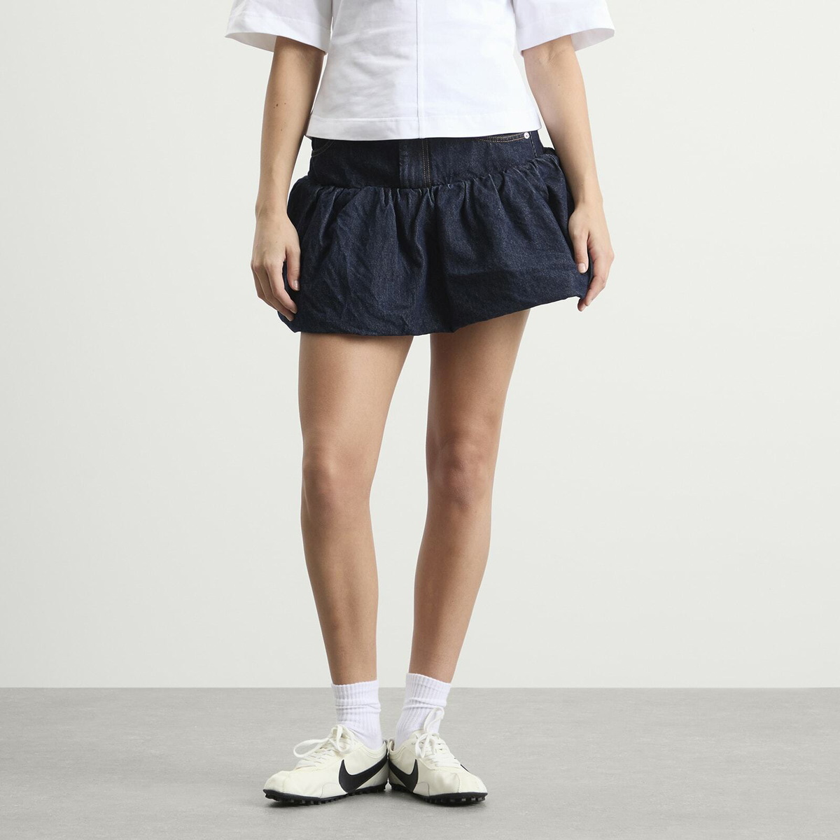 GANNI Women's Denim Bubble Mini Skirt in Rinse