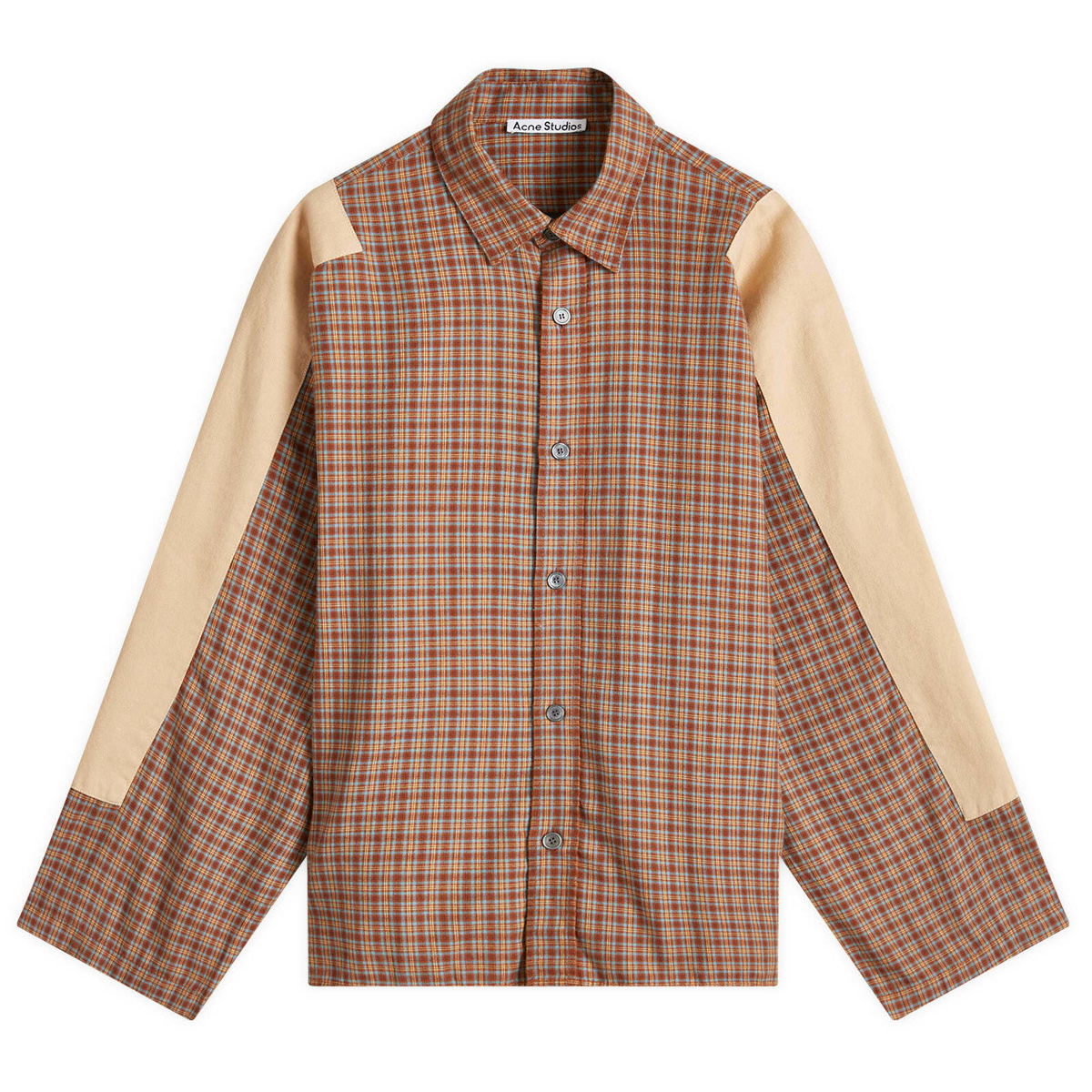 Acne Studios Men's Sampa Dry Flannel Check Shirt in Cinnamon Brown
