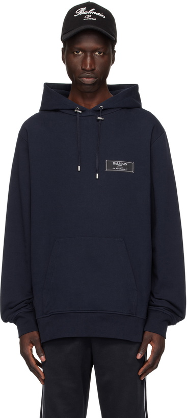 Photo: Balmain Navy 'Pierre Balmain' Hoodie