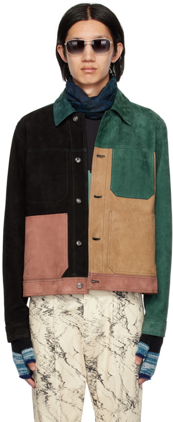 Photo: Paul Smith Green & Black Colorblock Leather Jacket