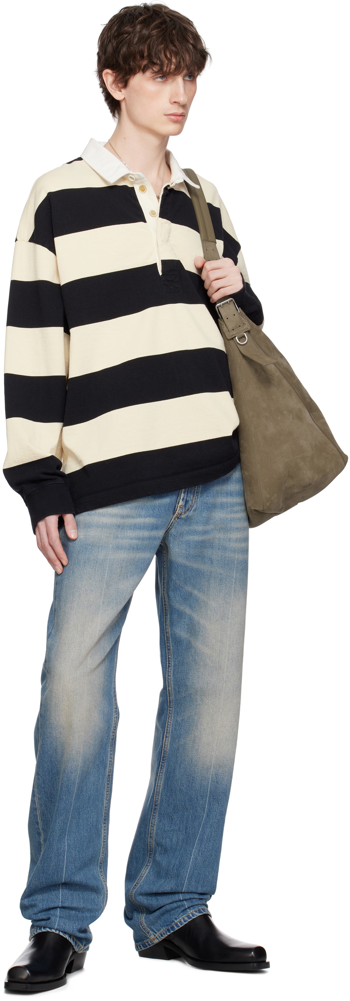 McQueen Black & Beige Oversized Rugby Polo