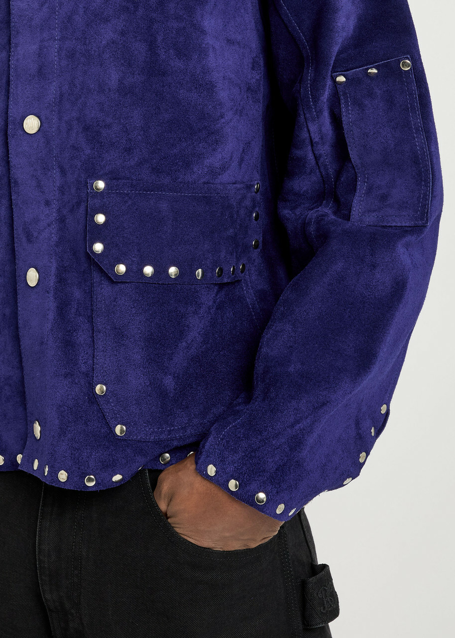 Bode Studded Suede Jacket Blue