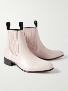 TOM FORD - Kurt Croc-Print Leather Chelsea Boots - Pink