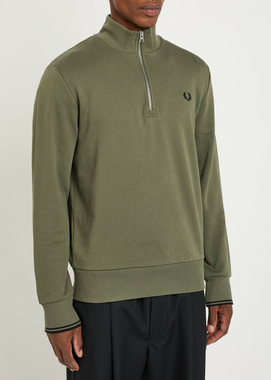 Fred Perry Half-zip Cotton Sweatshirt Green
