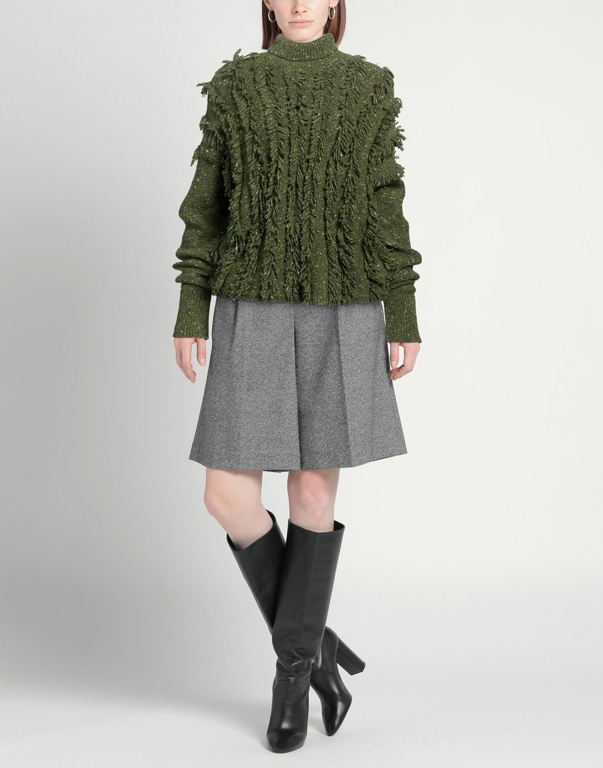 Manila Grace Womens Turtleneck Military in Green
