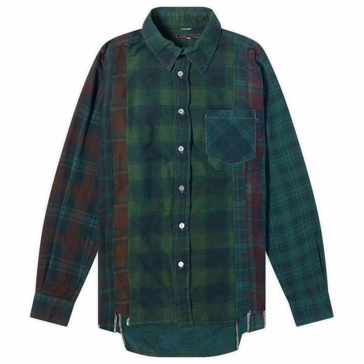 Photo: Needles Men's 7 Cuts Over Dyed Flannel Shirt in Green
