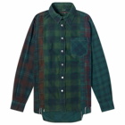 Needles Men's 7 Cuts Over Dyed Flannel Shirt in Green