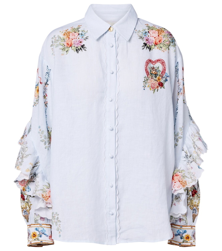 Photo: Camilla Floral ruffled linen shirt