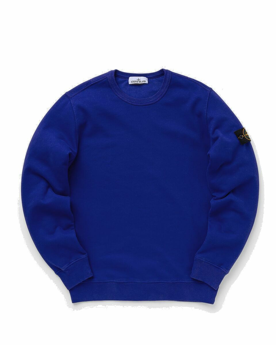 Photo: Stone Island Sweat Shirt Brushed Cotton Fleece, Garment Dyed Blue - Mens - Sweatshirts