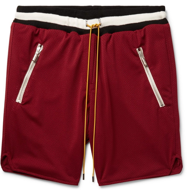 Photo: Rhude - Wide-Leg Nylon-Mesh Drawstring Shorts - Burgundy