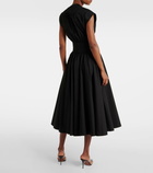 Alaïa Leather-trimmed cotton maxi dress