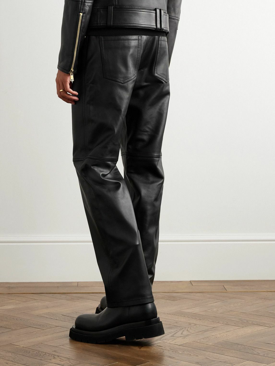 Balmain - Straight-Leg Leather Trousers - Black Balmain