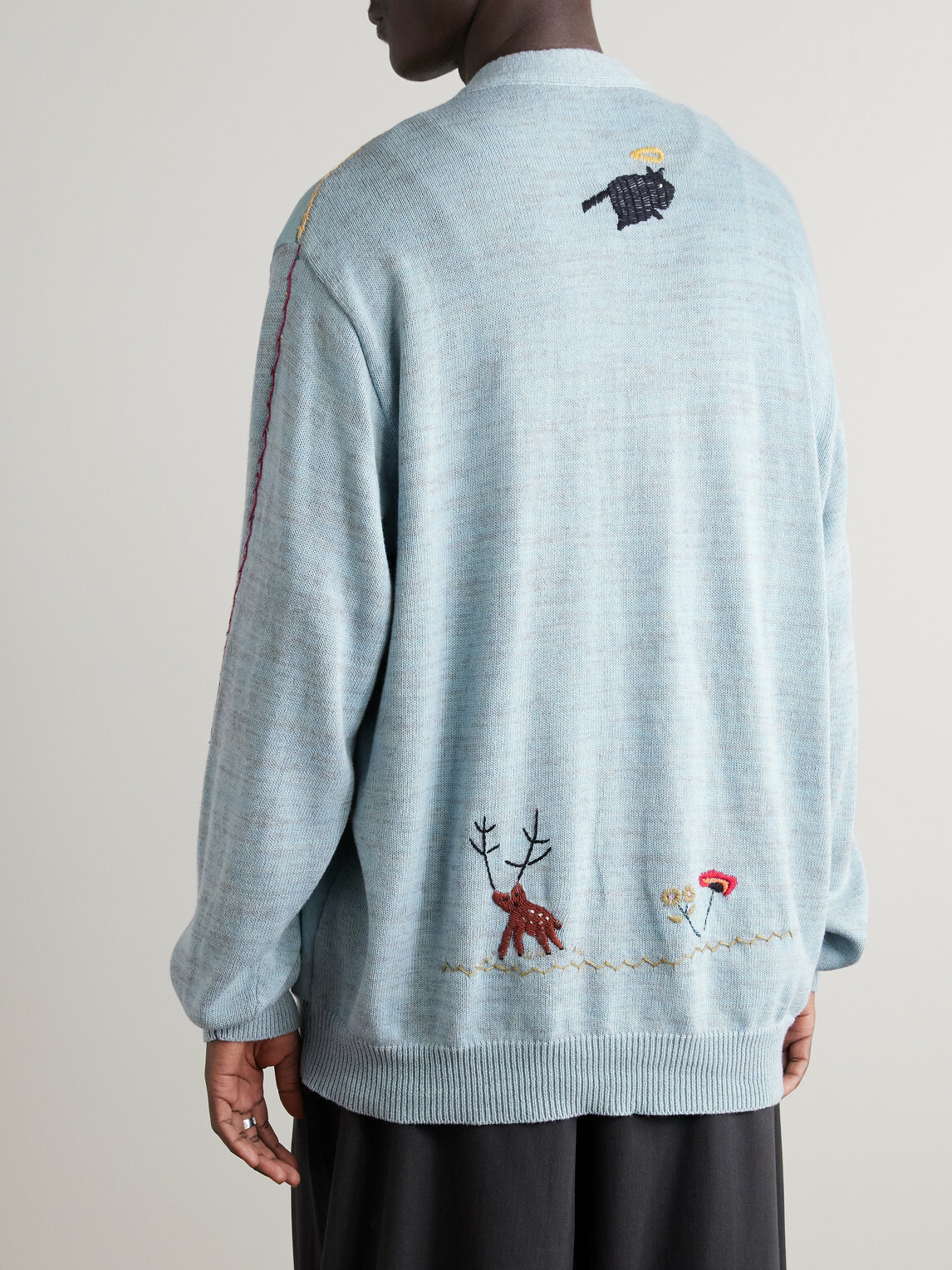 KAPITAL - Embroidered Chambray and Cotton Cardigan - Blue