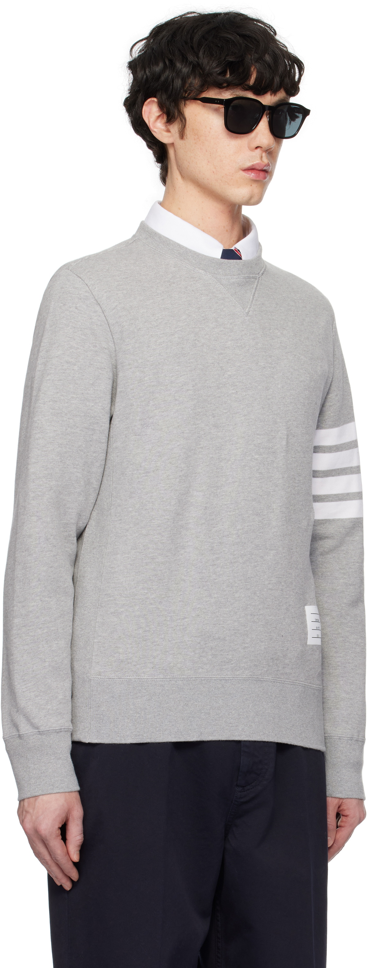 Thom Browne Gray Classic Loopback 4-Bar Sweatshirt