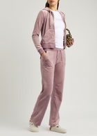 Juicy Couture Del Ray Logo-embroidered Velour Sweatpants Light Pink