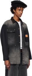 Khoki Black Vintage-Effect Work Jacket