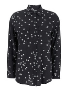 Equipment Black Shirt With All-over Star Motif And Patch Pockets On The Chest In Silk Woman