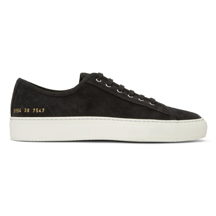 Photo: Common Projects Black Suede Tournament Low Sneakers