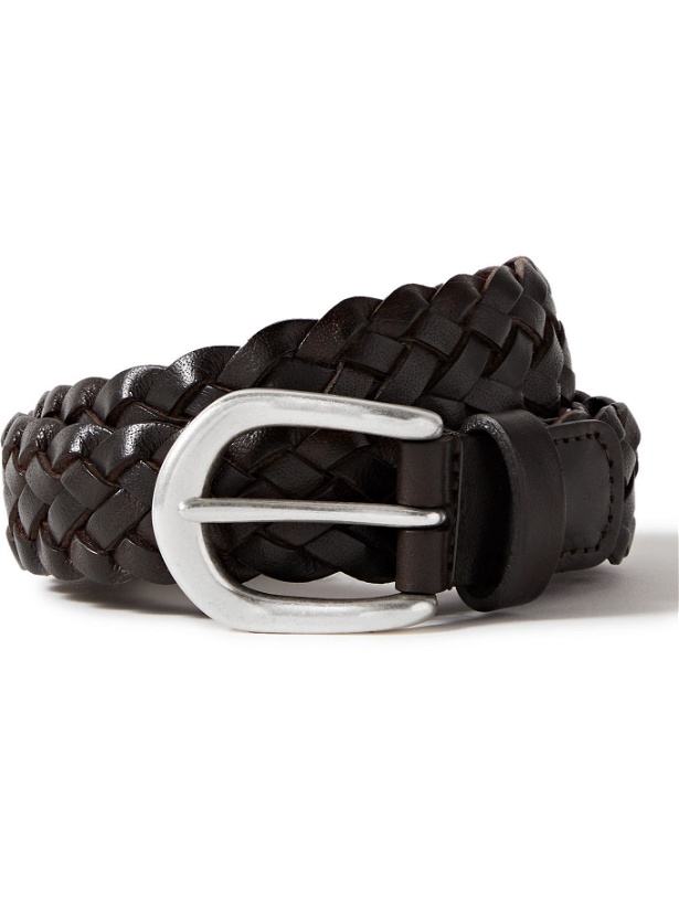 Photo: ANDERSON'S - 3.5cm Woven Leather Belt - Brown