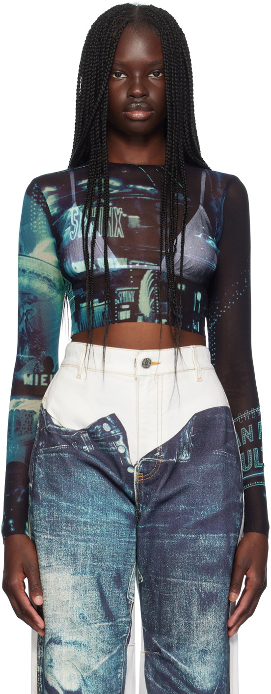 JeanPaulGaultier シースルー　トップス blue-the-pigalle-crop-long-