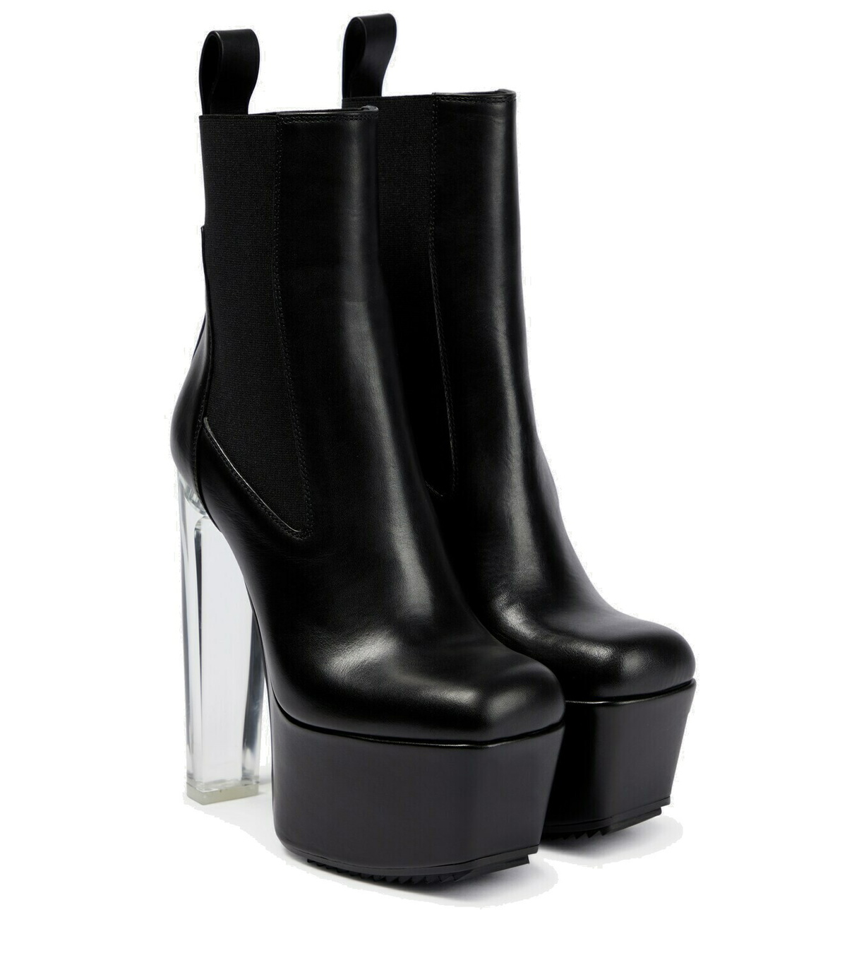 Rick Owens Black Leather High-Top Platform Boots with White Sole Rick Owens Mega bumper high-top platform sneakers | The  main image 2