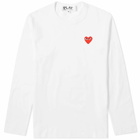 Comme des Garçons Play Men's Long Sleeve Basic Logo T-Shirt in White/Red