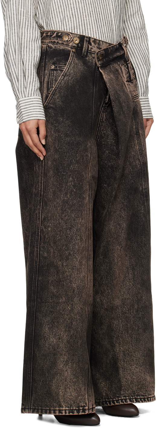 Feng Chen Wang Brown Wrap Front Jeans