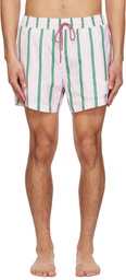 Thom Browne Pink Drawcord Waist Stripe Print Swim Shorts