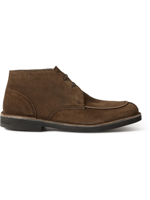 Photo: Mr P. - Andrew Split-Toe Shearling-Lined Suede Chukka Boots - Brown