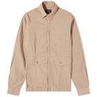 Beams Plus Men's Seersucker Check Zip Blouson Jacket in Light Brown Check