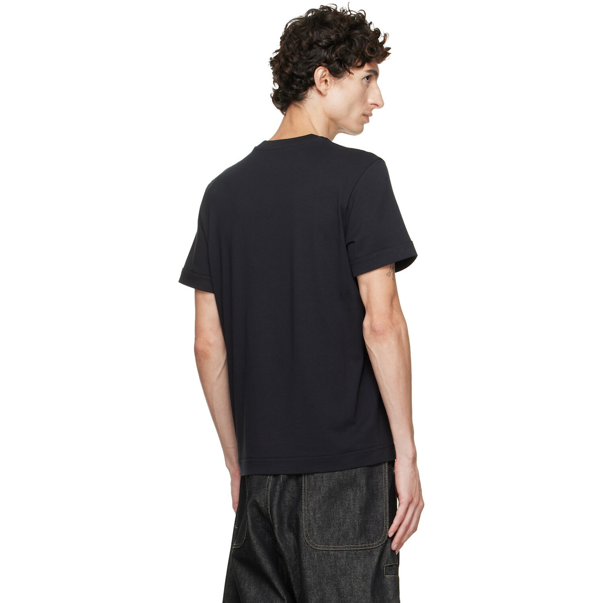 Moncler Navy Double Leather Logo T-shirt