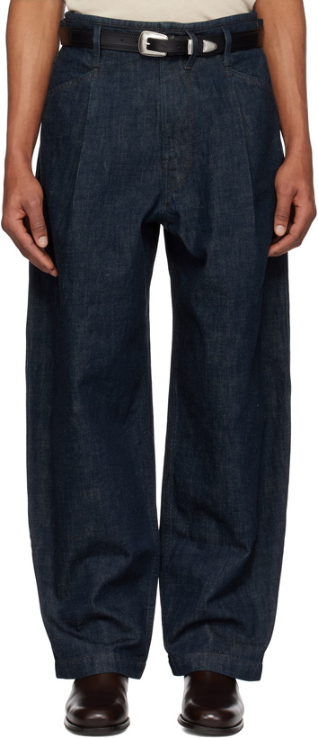 Photo: LEMAIRE Blue Pleated Workwear Jeans