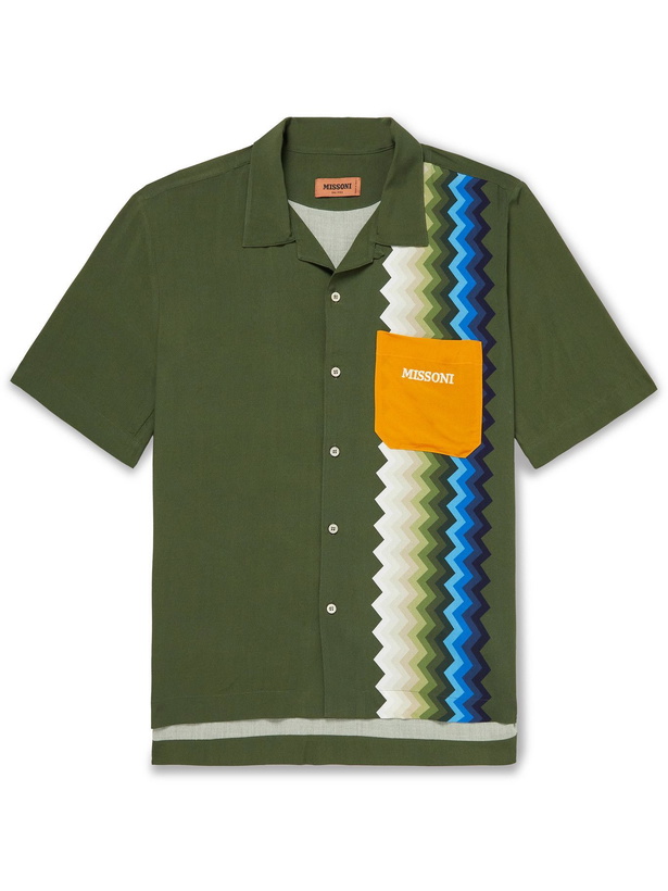 Photo: Missoni - Camp-Collar Logo-Embroidered Printed Woven Shirt - Green