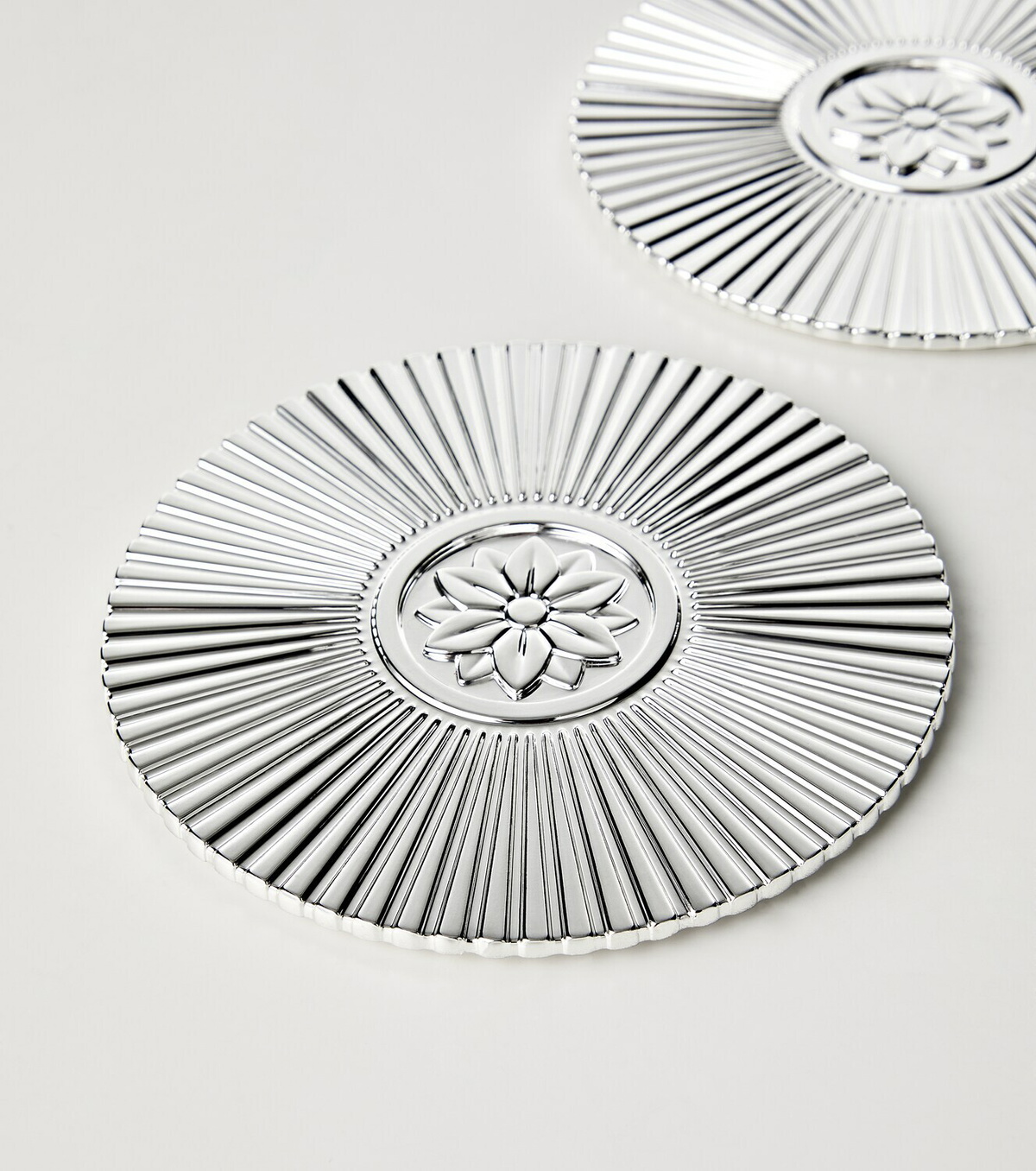Christofle Malmaison set of 2 silver-plated coasters
