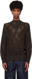 NULLUS Brown Deconstructed Logenze Knitted Sweater