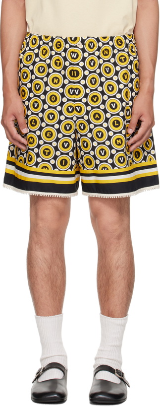 Photo: Valentino Black & Yellow Bulles Royales Print Shorts