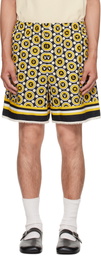 Valentino Black & Yellow Bulles Royales Print Shorts